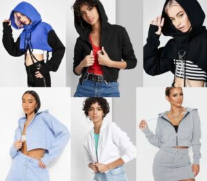 cropped hoodie with shirt underneath